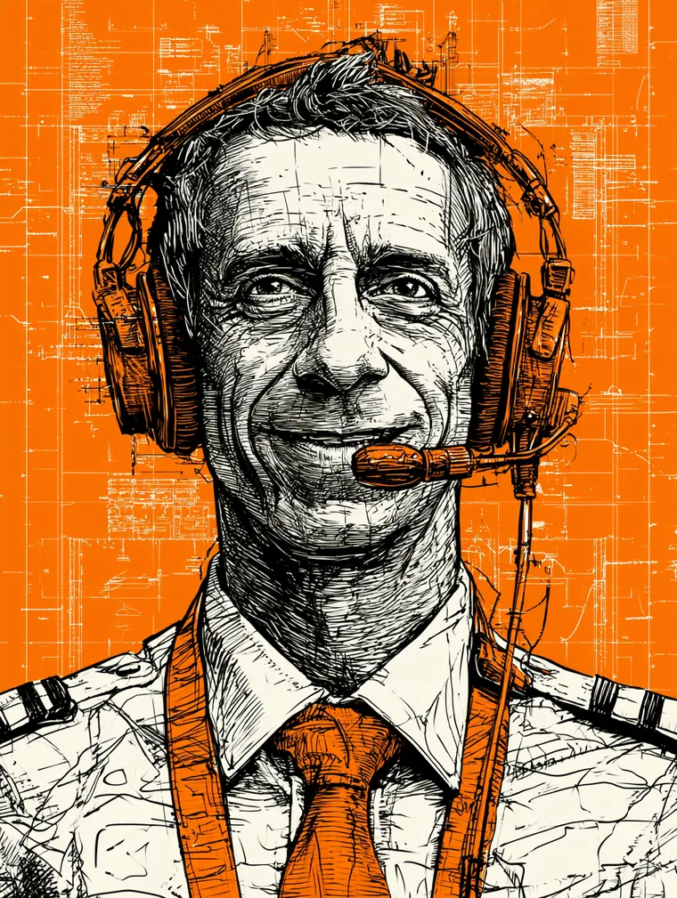 Pilote de ligne au casque, style blueprint : le SEO international multi-pays piloté depuis Paris