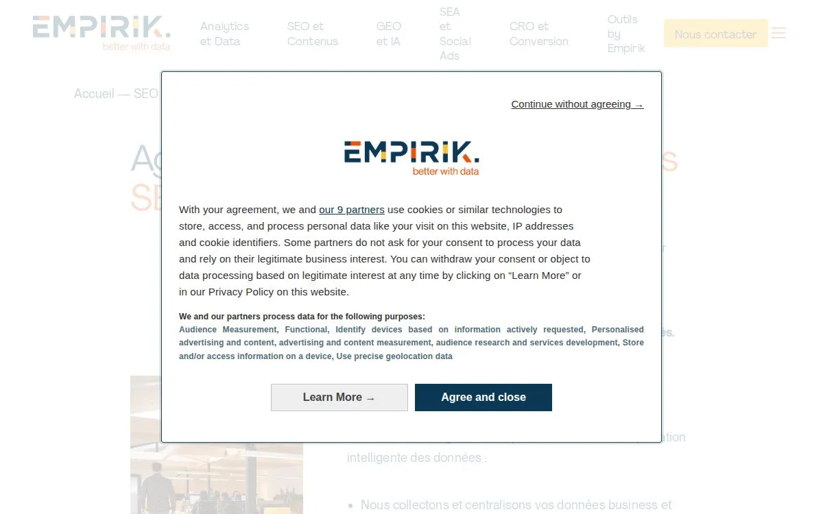 Empirik : la page mesurée, au-dessus de la ligne de flottaison, capturée le 18 septembre 2026