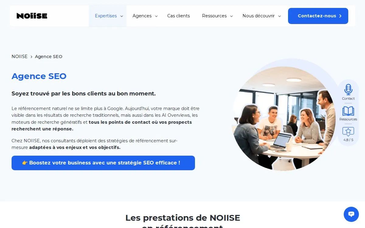 Noiise : la page mesurée, au-dessus de la ligne de flottaison, capturée le 18 septembre 2026